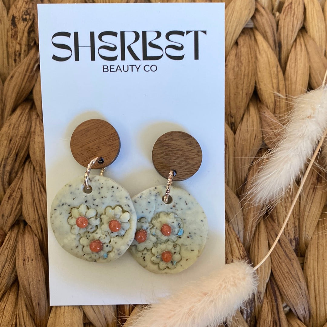 Sherbet clay floral range earrings