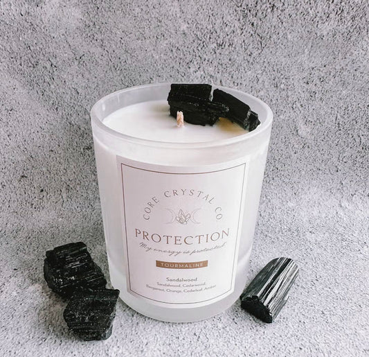 Protection Sandalwood Crystal Infused Candle