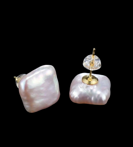 Baroque 12-13mm Cultured Pearl Stud Earrings