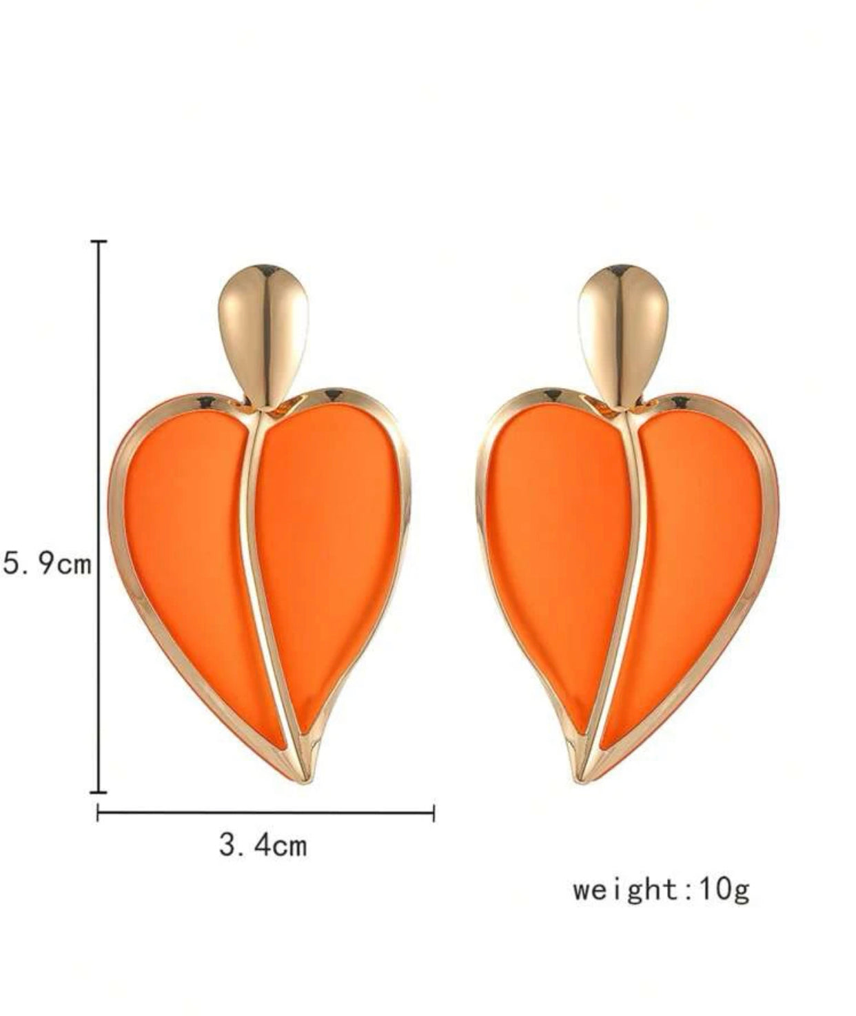 2pcs Orange Painted Double Layer Heart & Waterdrop Shaped Women's Drop Earrings 506