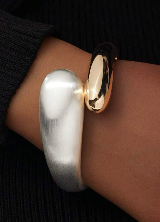 Asymmetrical Two-tone Open Bangle