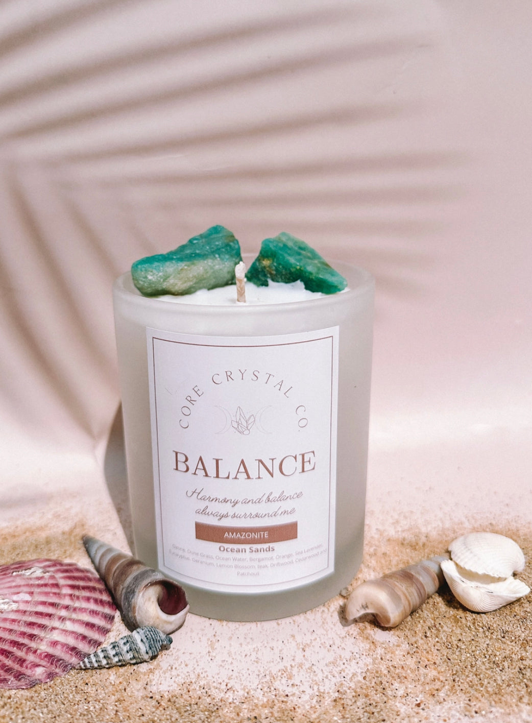 Balance Ocean Sands Amazonite Crystal Infused Candle