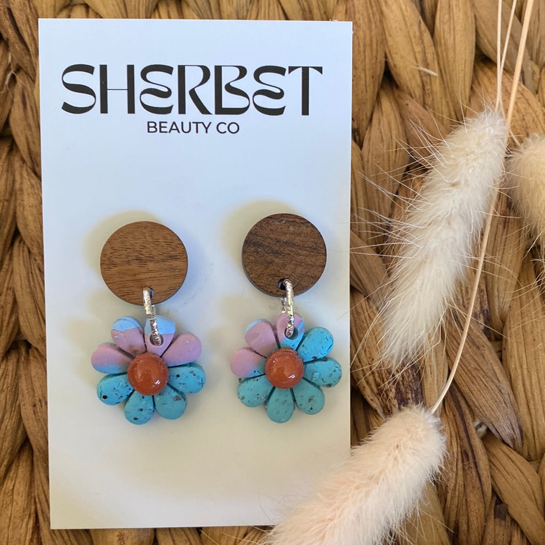 Sherbet clay floral range earrings