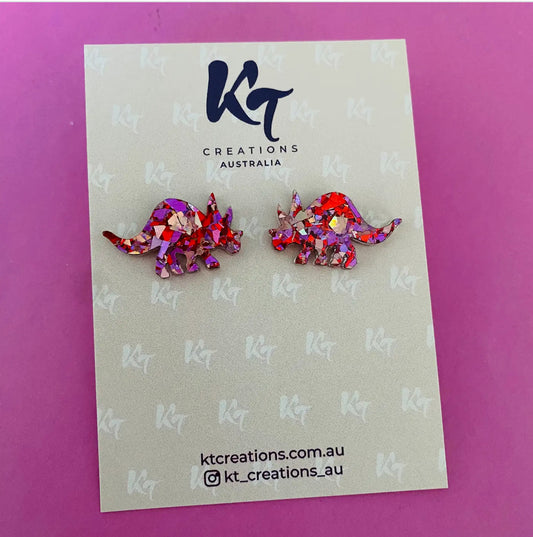 Triceratops Dinosaur statement studs