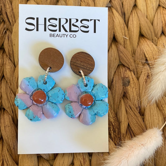 Sherbet clay floral range earrings