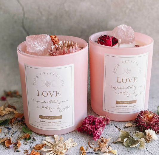 Love Strawberry & Champagne Crystal Infused Gift Candle - Limited Edition