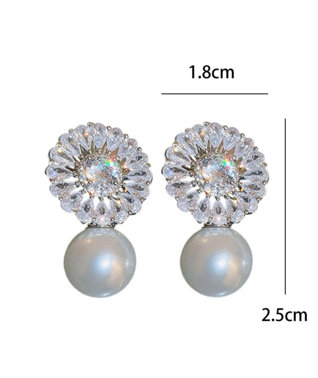 1pair Retro Bridal Cubic Zirconia & Pearl Earrings 500