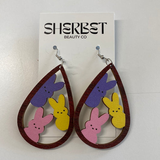 Wooden bunny earrings