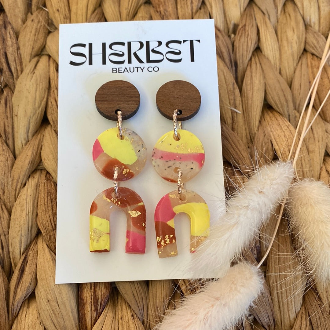 Sherbet Summer range Clay earrings