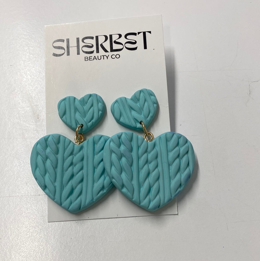 Aqua clay heart drops