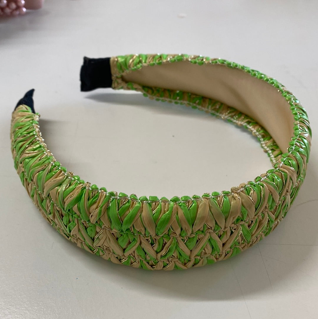 Rattan green weave headband