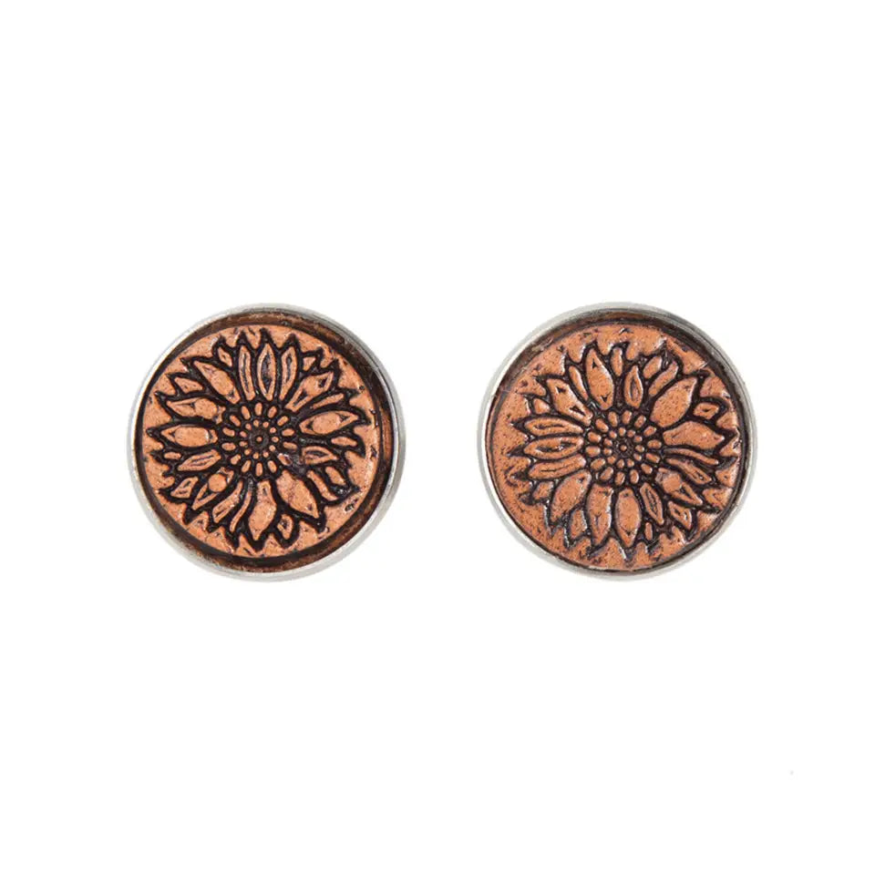 Tooled Stud Earrings -  Stainless Steel