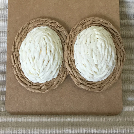 White Brown Rattan earrings 52