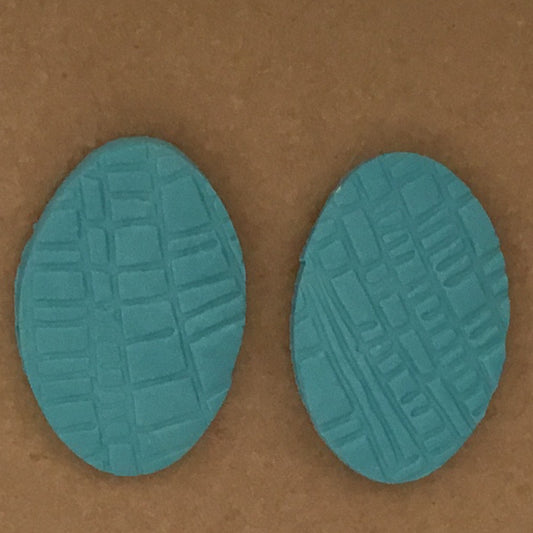 teal oval clay earrings 158