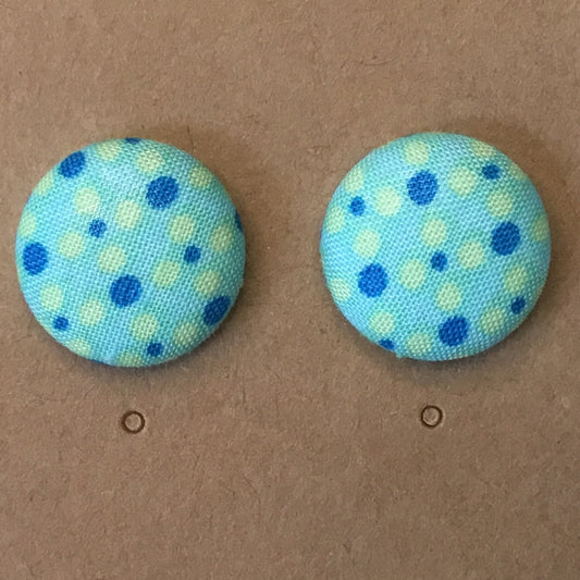 Blue Green Polkadot Fabric Stud 122